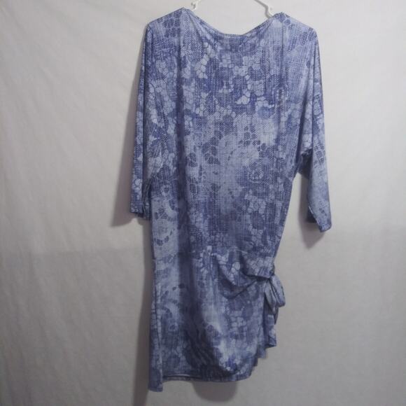 Chicos Black Label Blue Side Tie Drop Shoulder Tunic Top Womens Size 2 US Large - Picture 8 of 9